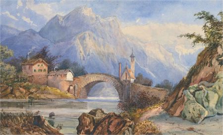 Late 19th Century Watercolour - Alpine Hamlet