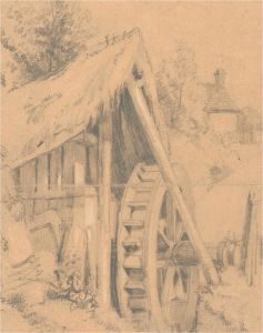 Early 20th Century Graphite Drawing - Water Mill