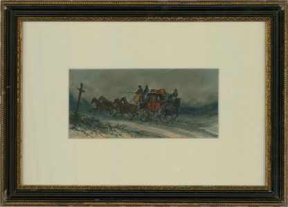 Charles Cooper Henderson (1803-1877) - Watercolour, Mail Coach at Night