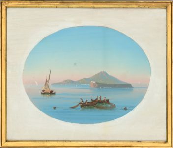 Mid 20th Century Gouache - Italian Fishermen