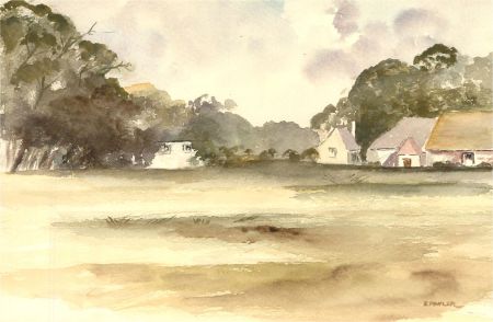 E. Fowler - Contemporary Watercolour, Village Green