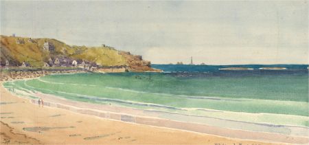 Raymond Turner Barker (1872-1945) - 1921 Watercolour, Whitsand Bay, Cornwall