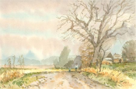 Keith Johnson (1931-2018) - 2017 Watercolour, Howerdew Lane, Norfolk