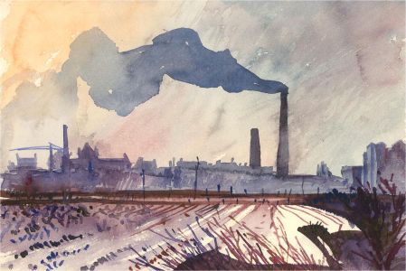 Fyffe Christie (1918-1979) - Mid 20th Century Watercolour, Smokey Chimney