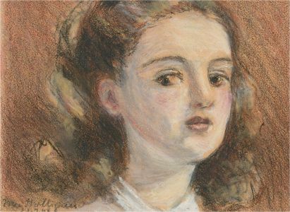 Mary Halligan - 1988 Pastel, Portrait of a Girl