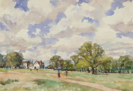 Llewellyn Petley Jones (1908-1986) - 1968 Watercolour, Summer Fields