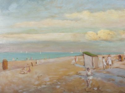 Mid 20th Century Oil - A Day at the Beach