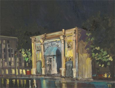 Daniel Nichols - 2020 Oil, Marble Arch at Night
