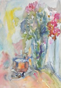 Annelise Firth (b.1961) - Contemporary Watercolour, Abstract Vase and Pot