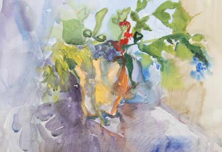 Annelise Firth (b.1961) - 2020 Watercolour, Plant Pot in Purple and Blue