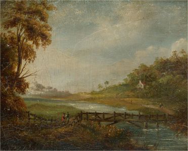 Mid 19th Century Oil - Idyllic River Landscape