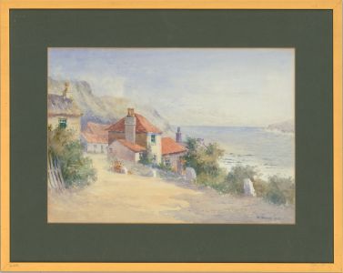 W. Whipp - 1915 Watercolour, Coastal Town Scene
