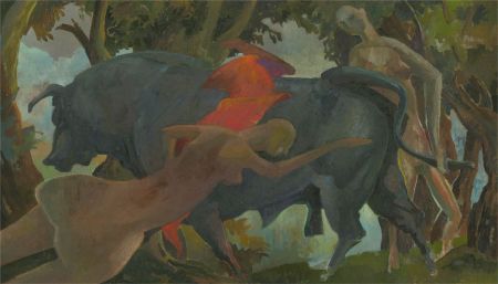 Bernard Robinson (1912-1970) - Mid 20th Century Oil, The Charging Bull