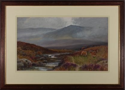 Thomas Rowden (1842-1926) - Early 20th Century Watercolour, Ponies on Dartmoor