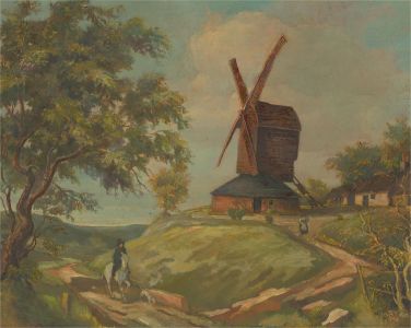 Bernard Robinson (1912-1970) - 1964 Oil, Riding Past the Windmill