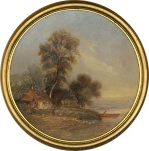 19th Century Oil - Cottage on the River