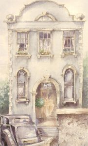 Danielle - 1985 Watercolour, Study of a Pale Blue House
