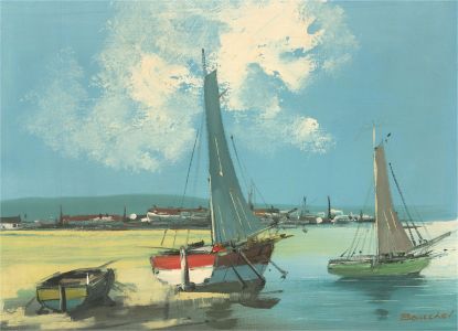 Bouchel - 20th Century Oil, Harbour Scene