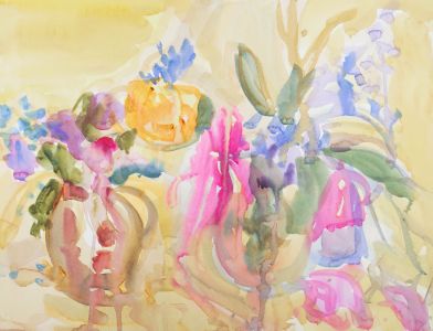 Annelise Firth (b.1961) - 2020 Watercolour, Two plant Pots