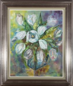 Contemporary Oil - White Tulips