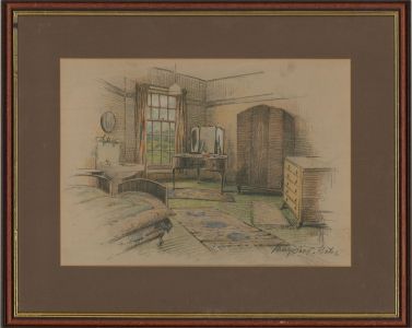 Marjorie C. Bates  - Early 20th Century Lithograph, The Bedroom