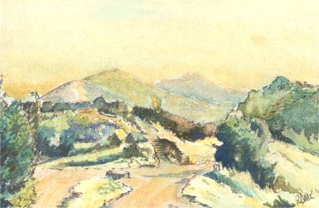 R. David Muspratt Knight (b.1950) - Signed 1983 Watercolour, The Malvern Hills