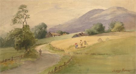James Heron (fl.1878-1919) - Late 19th Century Watercolour, Harvest at the Croft