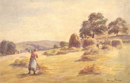 James Heron (fl.1878-1919) - Late 19th Century Watercolour, Stacking the Hay