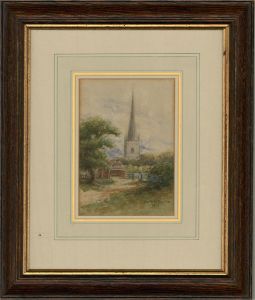 Annie B. Rawlins - 1899 Watercolour, Village Church