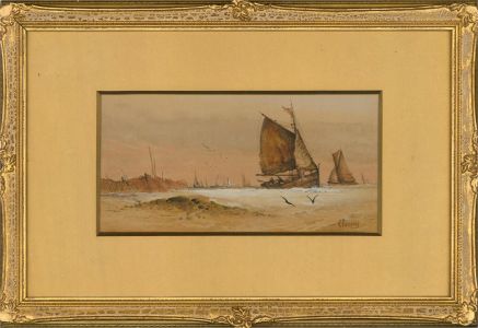 H. Flyremte - Early 20th Century Watercolour, Boats of the Shore