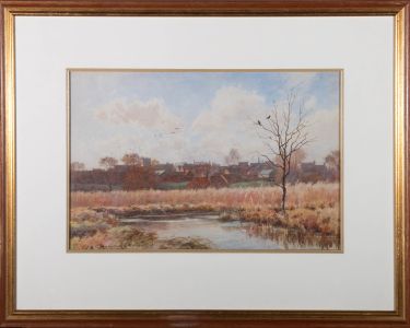 Robert Octavius Rickatson (1856-1941) - Watercolour, Village in Autumn