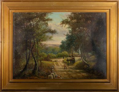 George Harris (1855-1936) - Early 20th Century Oil, Figures by a Cottage