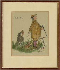 20th Century Pen and Ink Drawing - Cocks Only