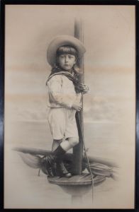Late 19th Century Charcoal Drawing - Sailor Boy