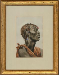 J. P. Ludu - 20th Century Watercolour, African Male Study In Profile