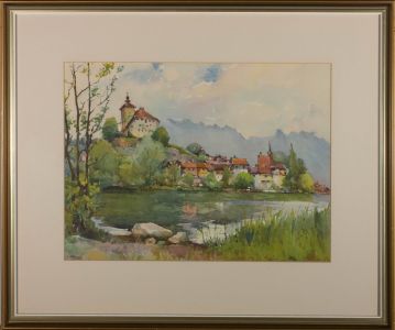 Marc - 20th Century Watercolour, Alpine Village