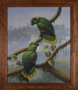 Contemporary Oil - Parrot Paradise