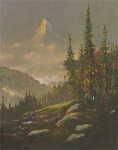 Payton - Early 20th Century Oil, Distant Matterhorn Mountain