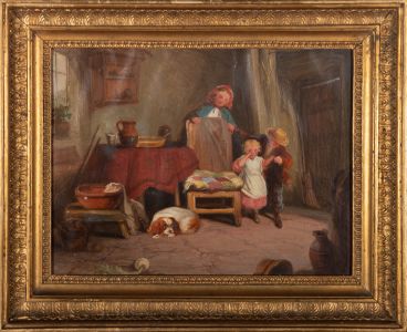 Early 20th Century Oil - Around the Kitchen Table