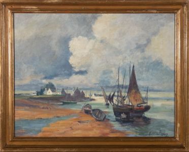 Ellis Berg - Mid 20th Century Oil, Pin Mill on the River Orwell