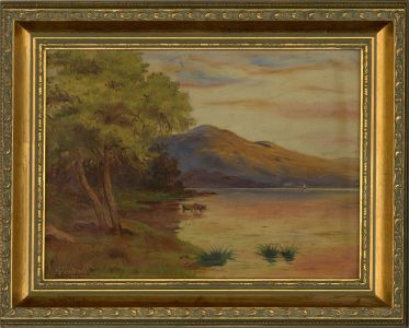 George G. Spink - Early 20th Century Oil, Sunset at the Lake