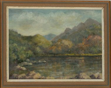 John Platts - Early 20th Century Oil, Llyn Dinas, Snowdonia