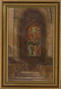 Mabel A. Spurrier (1881-1979) - Early 20th Century Watercolour, Church Interior