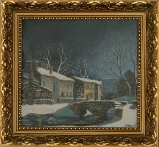 W. Hobson - Contemporary Acrylic, Winter Night at Wycoller