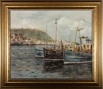 Gerald Hodgson (b.1942) - 1982 Oil, Scarborough Harbour