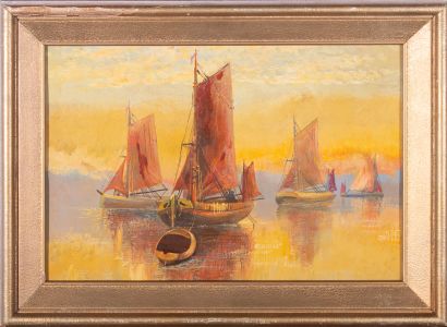 Late 19th Century Oil - Fishing Boats off Fraserburgh