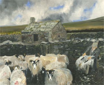 Gordon Metcalfe (b.1935) - Contemporary Oil, Sheep Shearing