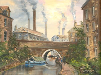 John Corcoran - Contemporary Oil, Canal By The Factories