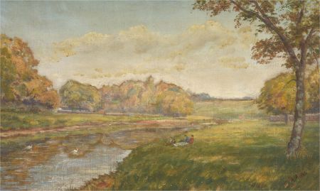 A. Ahan - Mid 20th Century Oil, Riverside Picnic