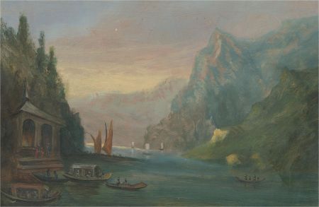 Early 20th Century Oil - Temple On The River